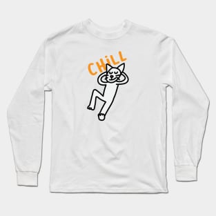 Chills Cat Drawing Long Sleeve T-Shirt